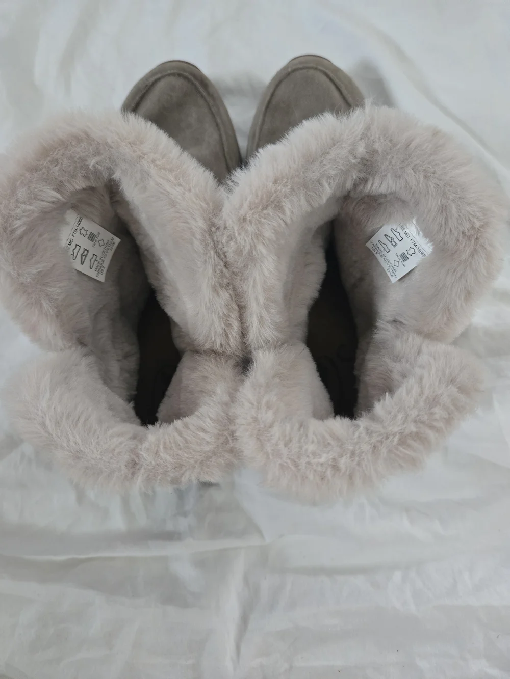 Taos Footwear Taupe Suede Faux-Fur Cuff Ankle Boots